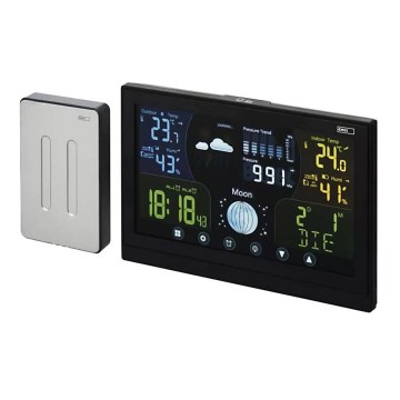 Wireless weather station with an alarm clock 3xAAA svart