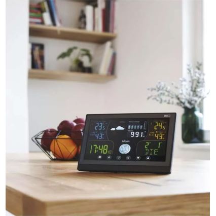 Wireless weather station with an alarm clock 3xAAA svart