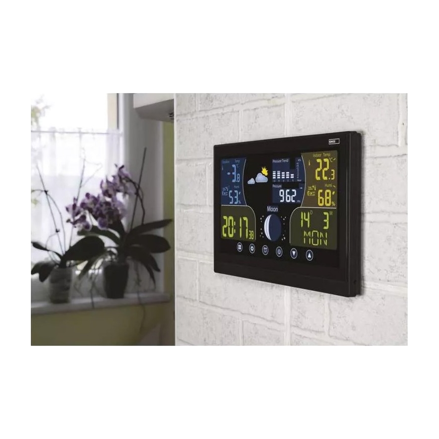 Wireless weather station with an alarm clock 3xAAA svart