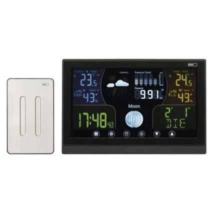 Wireless weather station with an alarm clock 3xAAA svart