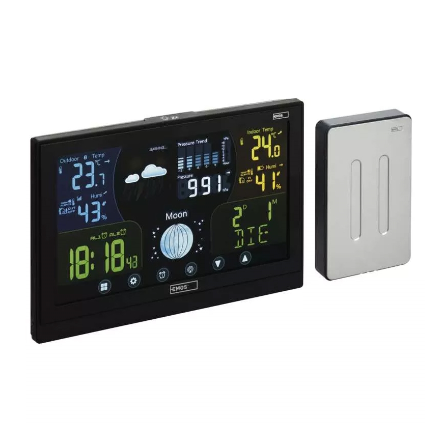 Wireless weather station with an alarm clock 3xAAA svart