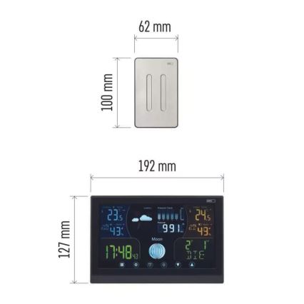 Wireless weather station with an alarm clock 3xAAA svart