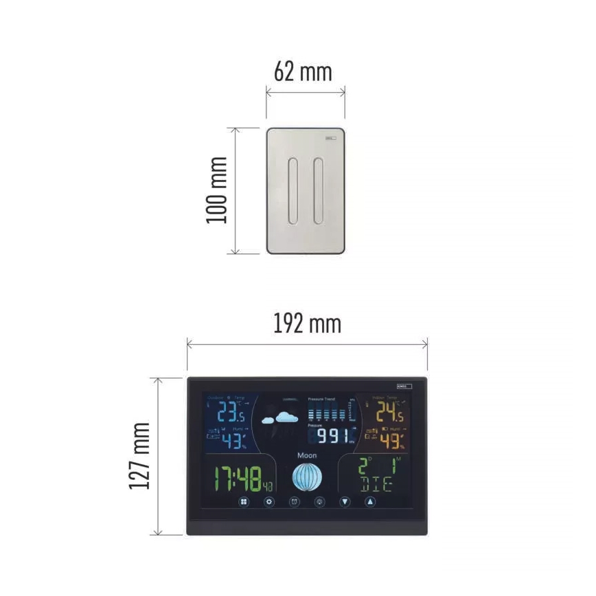 Wireless weather station with an alarm clock 3xAAA svart