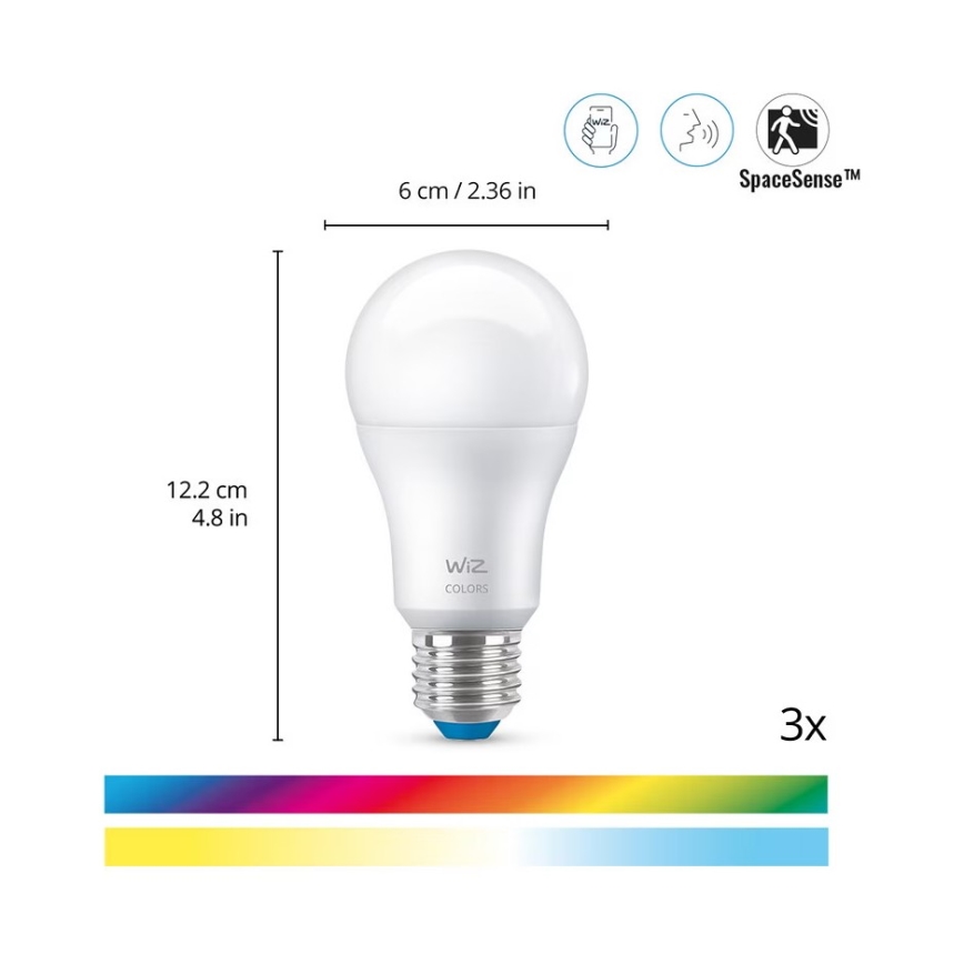 WiZ - Hemmabevakningsset: 1x kamera + 3x LED RGB-lampa A60 E27/8,5W/230V Wi-Fi