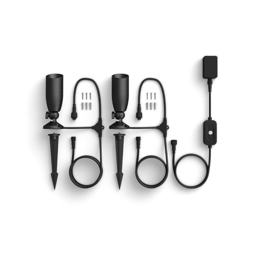 WiZ -KIT 2x LED RGBW Ljusreglerad utomhusbelysning SPOT LED/10W/230V 2700-5000K IP65 Wi-Fi