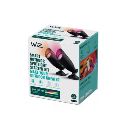 WiZ -KIT 2x LED RGBW Ljusreglerad utomhusbelysning SPOT LED/10W/230V 2700-5000K IP65 Wi-Fi