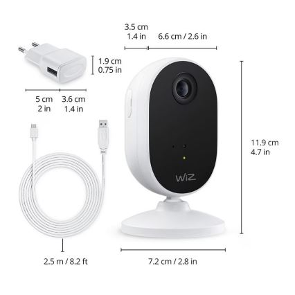 WiZ - Kit för monitoring the household: 1x camera + 3x LED RGB glödlampa A60 E27/8,5W/230V Wi-Fi