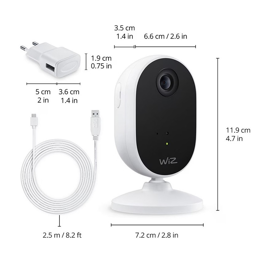 WiZ - Kit för monitoring the household: 1x camera + 3x LED RGB glödlampa A60 E27/8,5W/230V Wi-Fi