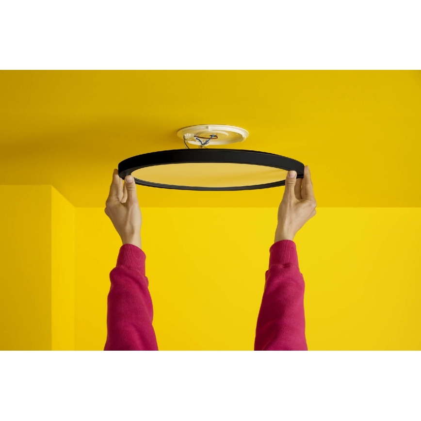WiZ - LED RGB dimbar taklampa SUPERSLIM LED/22W/230V 2700-6500K Wi-Fi svart