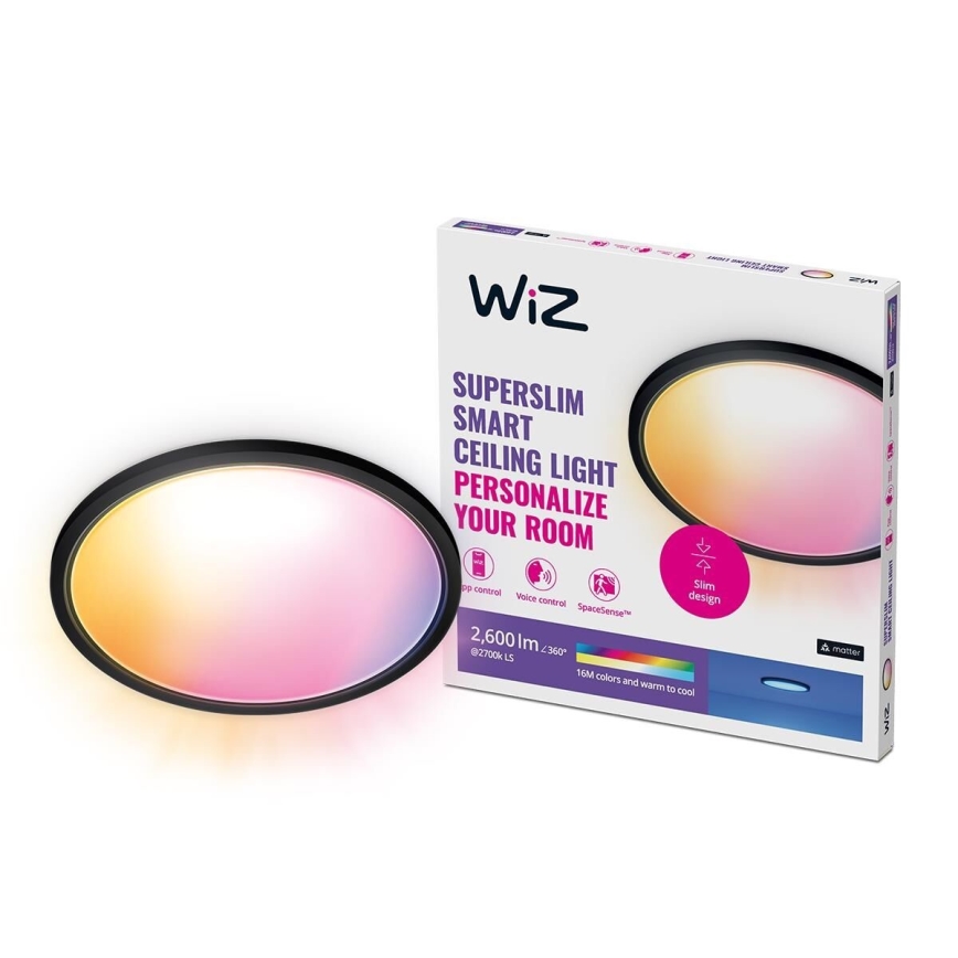 WiZ - LED RGB dimbar taklampa SUPERSLIM LED/22W/230V 2700-6500K Wi-Fi svart