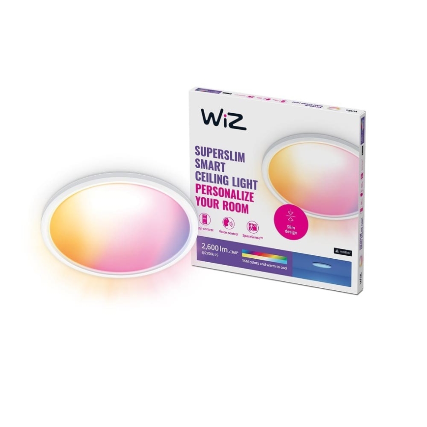 WiZ - LED RGB dimbar taklampa SUPERSLIM LED/22W/230V 2700-6500K Wi-Fi vit
