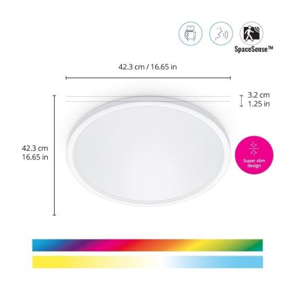 WiZ - LED RGB dimbar taklampa SUPERSLIM LED/22W/230V 2700-6500K Wi-Fi vit