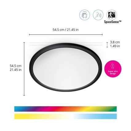 WiZ - LED RGB dimbar taklampa SUPERSLIM LED/32W/230V 2700-6500K Wi-Fi svart