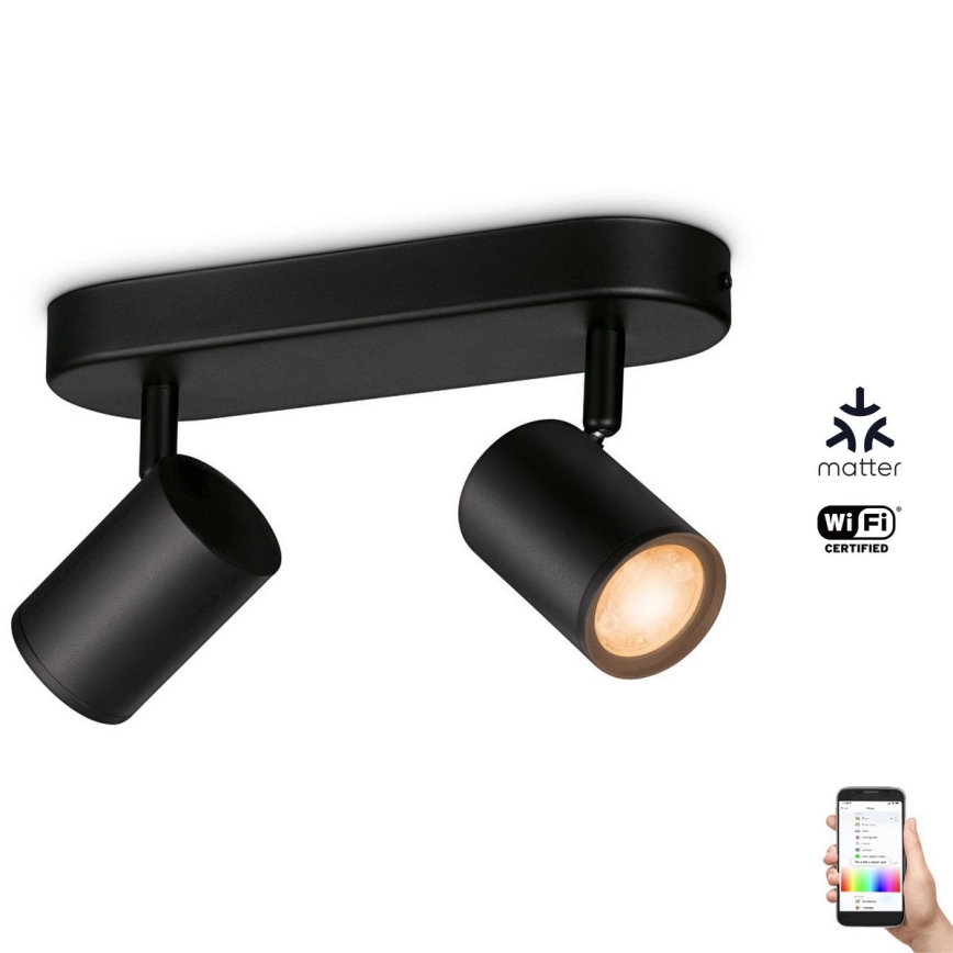 WiZ - LED RGBW Dimbar spotlight IMAGEO 2xGU10/4,9W/230V 2200-6500K Wi-Fi CRI 90 svart