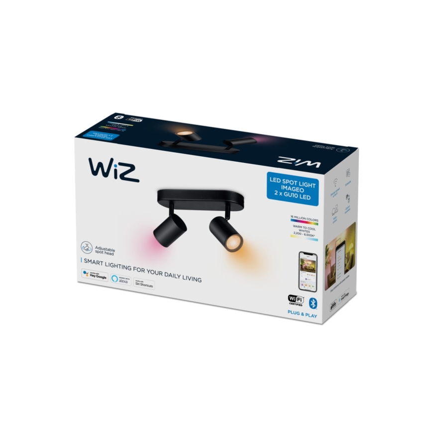 WiZ - LED RGBW Dimbar spotlight IMAGEO 2xGU10/4,9W/230V 2200-6500K Wi-Fi CRI 90 svart
