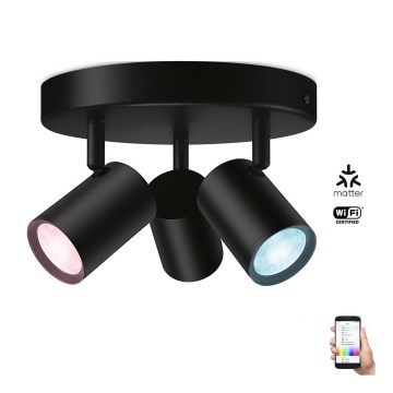 WiZ - LED RGBW Dimbar spotlight IMAGEO 3xGU10/4,9W/230V 2200-6500K Wi-Fi CRI 90 svart