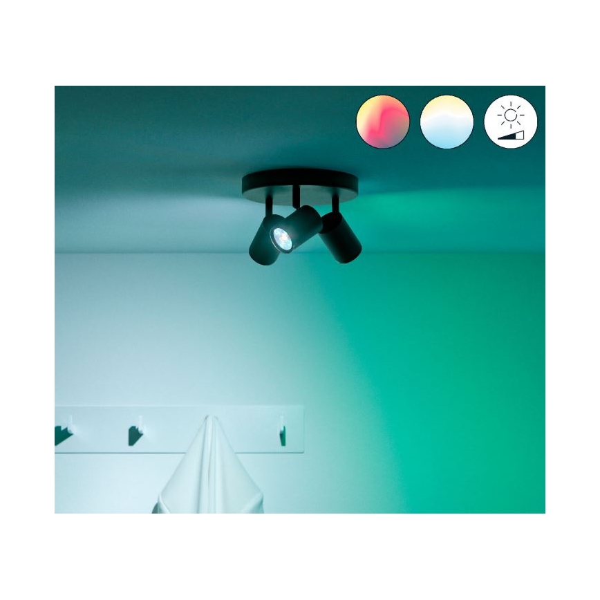 WiZ - LED RGBW Dimbar spotlight IMAGEO 3xGU10/4,9W/230V 2200-6500K Wi-Fi CRI 90 svart