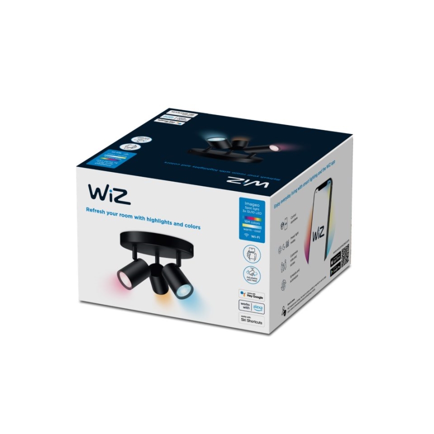 WiZ - LED RGBW Dimbar spotlight IMAGEO 3xGU10/4,9W/230V 2200-6500K Wi-Fi CRI 90 svart