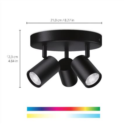 WiZ - LED RGBW Dimbar spotlight IMAGEO 3xGU10/4,9W/230V 2200-6500K Wi-Fi CRI 90 svart