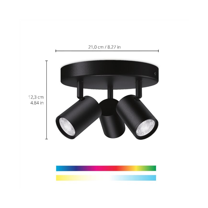 WiZ - LED RGBW Dimbar spotlight IMAGEO 3xGU10/4,9W/230V 2200-6500K Wi-Fi CRI 90 svart