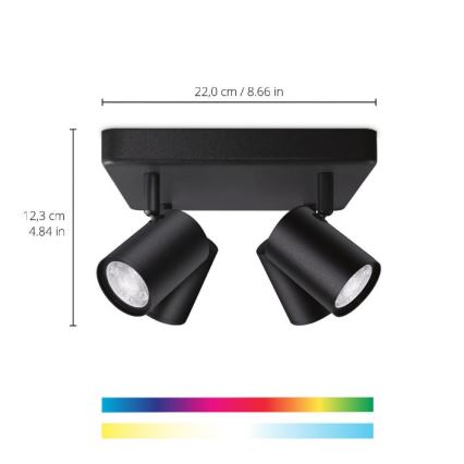 WiZ - LED RGBW Dimbar spotlight IMAGEO 4xGU10/4,9W/230V svart Wi-Fi