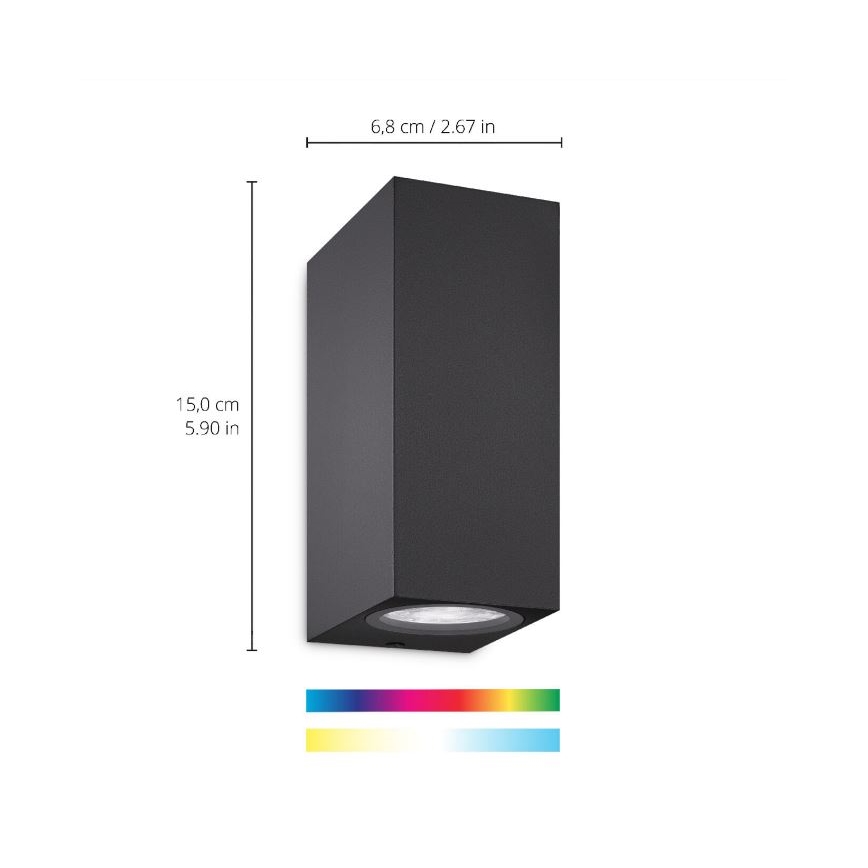 WiZ -LED RGBW Dimbar vägglampa UP&DOWN 2xGU10/4,7W/230V 2200-6500K Wi-Fi CRI 90 svart