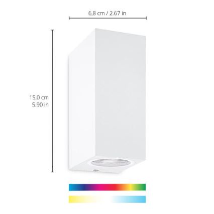 WiZ - LED RGBW Dimbar vägglampa UP&DOWN 2xGU10/4,7W/230V 2200-6500K Wi-Fi CRI 90 vit
