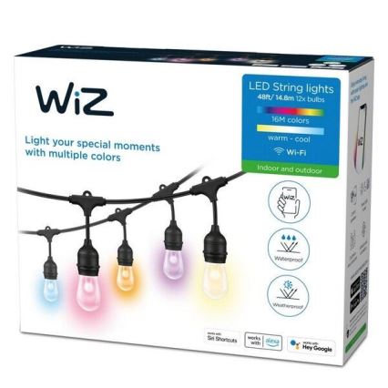 WiZ - LED RGBW Ljusreglerad outdoor chain 12xLED 14,4m IP65 2700-5000K Wi-Fi