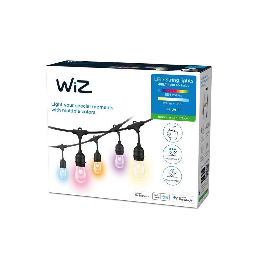 WiZ - LED RGBW Ljusreglerad outdoor chain 12xLED 14,4m IP65 2700-5000K Wi-Fi