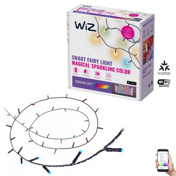 WiZ - LED RGBW Ljusreglerad utomhus kedja 160xLED 20m IP44 2700-5000K Wi-Fi