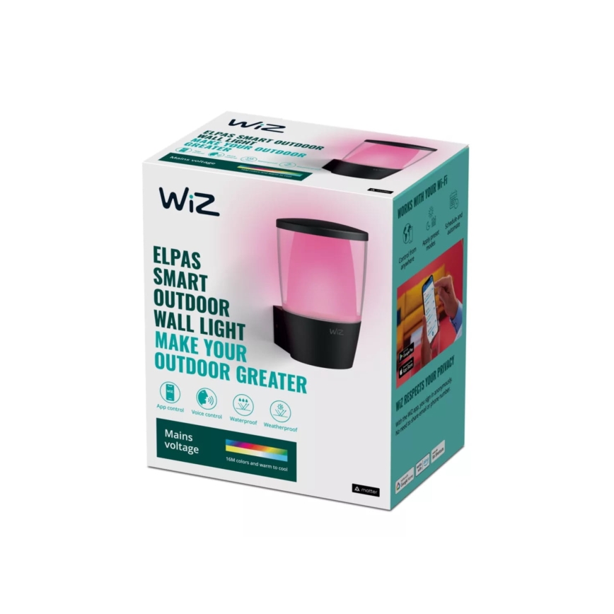 WiZ - LED RGBW Dimbar vägglampa utomhus ELPAS LED/8,5W/230V 2700–5000K IP44 Wi-Fi