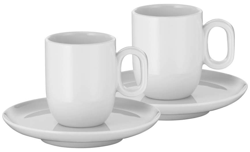 WMF - KIT 2x Espressokopp med underlägg BARISTA vit