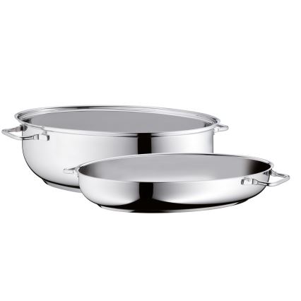 WMF - Oval stekpanna med lock  41x28,5 x18 cm rostfri