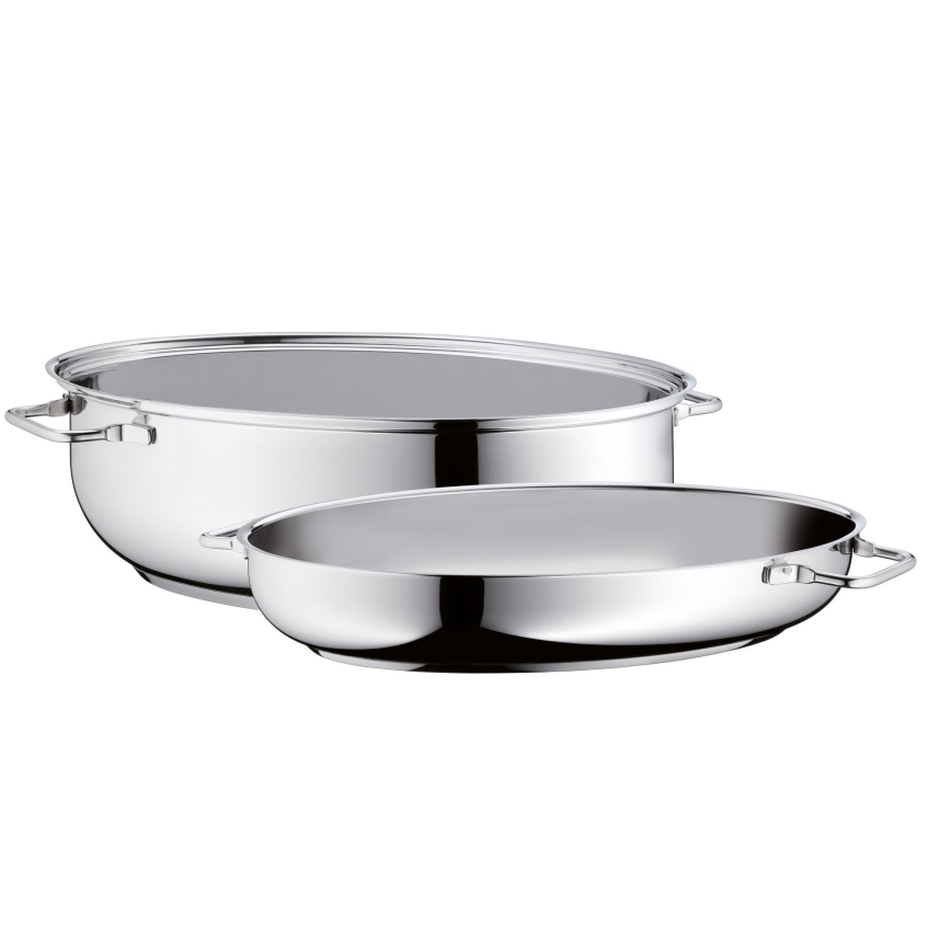 WMF - Oval stekpanna med lock  41x28,5 x18 cm rostfri