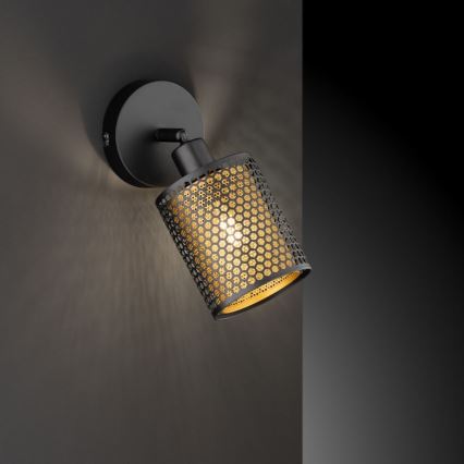 Wofi 12106 - Väggspotlight CHEVAL 1xE14/28W/230V svart/gyllene
