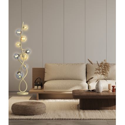 Wofi 3014-904 - LED golvlampa NANCY 9xG9/3,5W/230V guld/grå