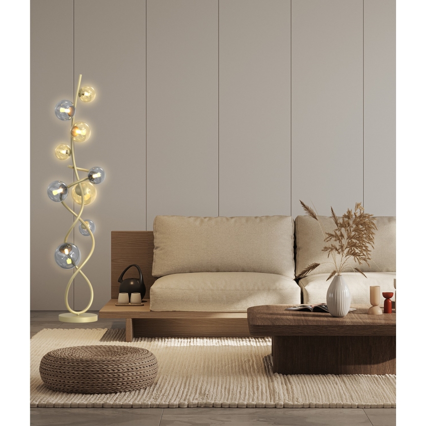Wofi 3014-904 - LED golvlampa NANCY 9xG9/3,5W/230V guld/grå