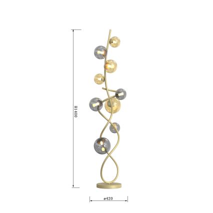 Wofi 3014-904 - LED golvlampa NANCY 9xG9/3,5W/230V guld/grå