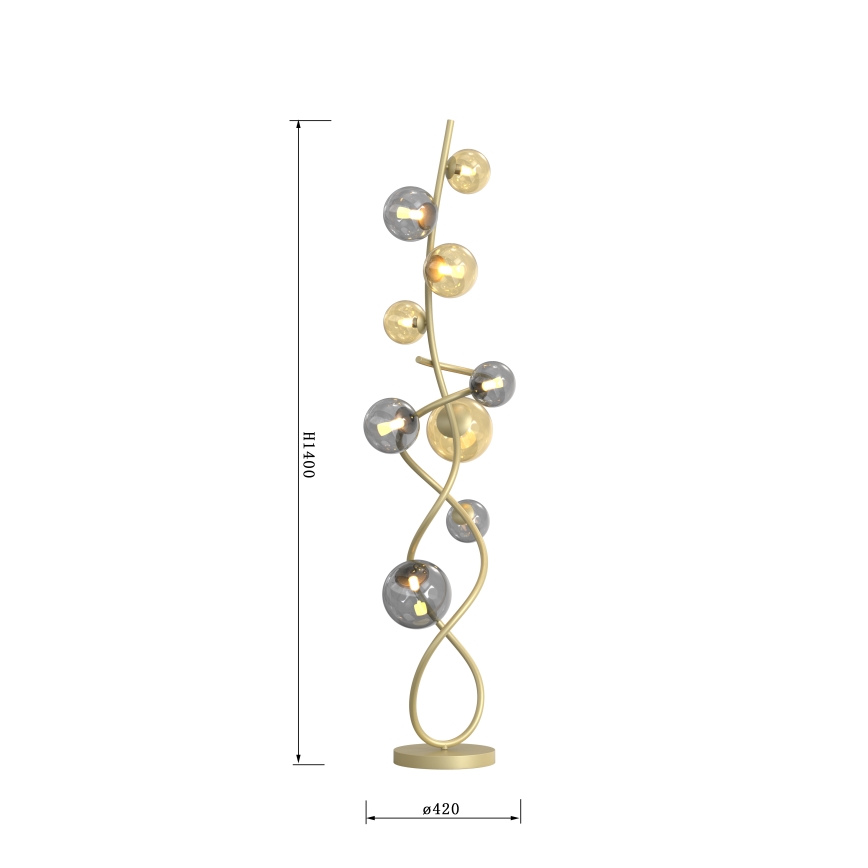 Wofi 3014-904 - LED golvlampa NANCY 9xG9/3,5W/230V guld/grå