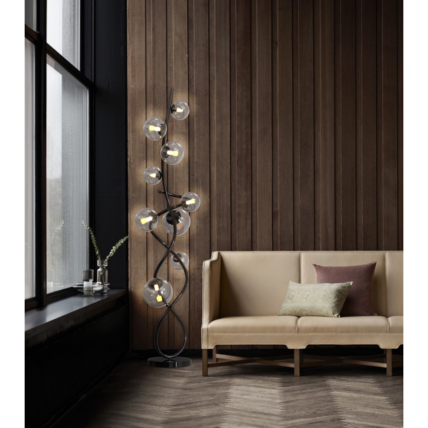 Wofi 3014-905 - LED golvlampa NANCY 9xG9/3,5W/230V svart krom