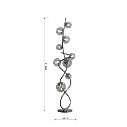Wofi 3014-905 - LED golvlampa NANCY 9xG9/3,5W/230V svart krom