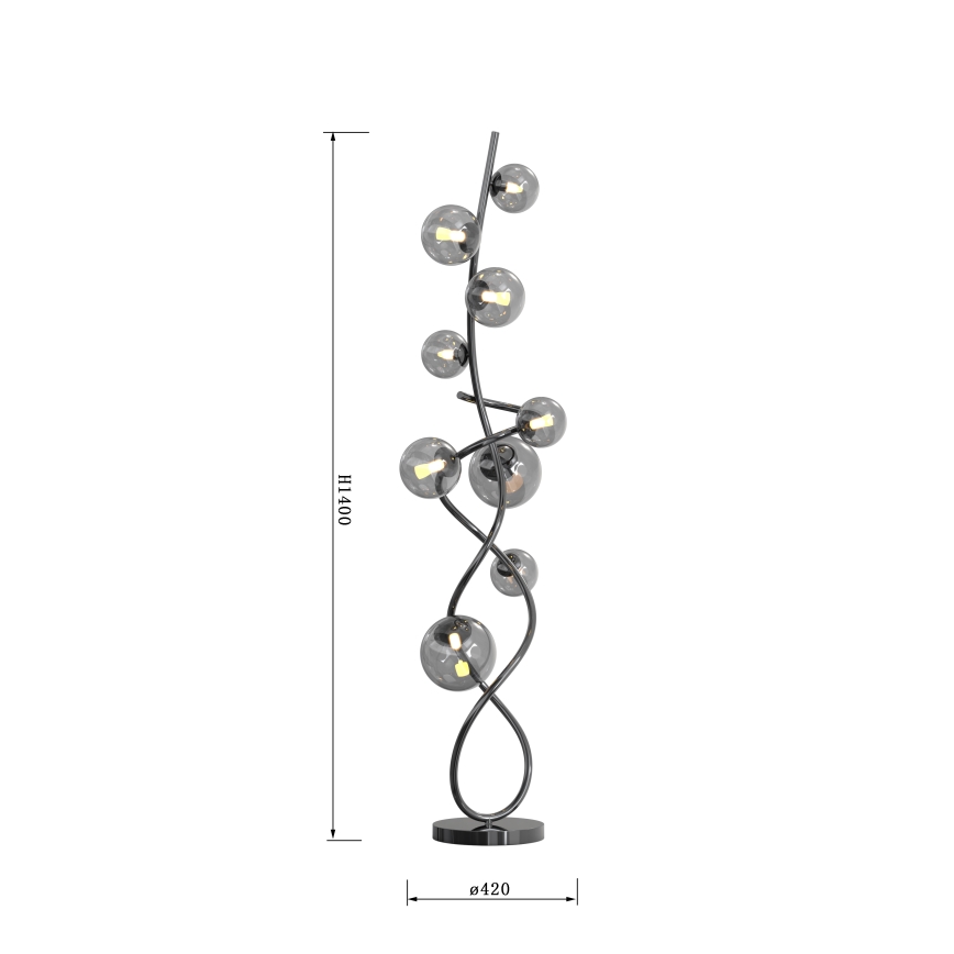 Wofi 3014-905 - LED golvlampa NANCY 9xG9/3,5W/230V svart krom