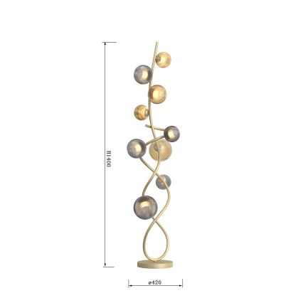 Wofi 3015-904 - LED golvlampa METZ 9xG9/3,5W/230V guld/grå