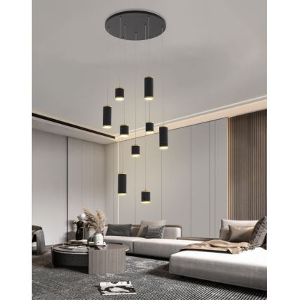 Wofi 5003-904 - LED ljusreglerad ljuskrona på textilsladd TOULOUSE LED/57W/230V svart/guld