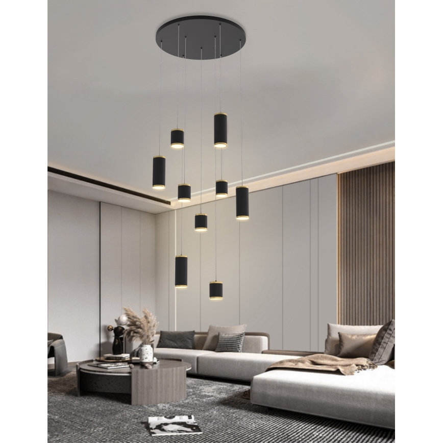 Wofi 5003-904 - LED ljusreglerad ljuskrona på textilsladd TOULOUSE LED/57W/230V svart/guld