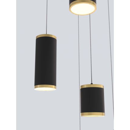 Wofi 5003-904 - LED ljusreglerad ljuskrona på textilsladd TOULOUSE LED/57W/230V svart/guld
