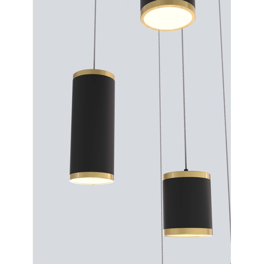 Wofi 5003-904 - LED ljusreglerad ljuskrona på textilsladd TOULOUSE LED/57W/230V svart/guld