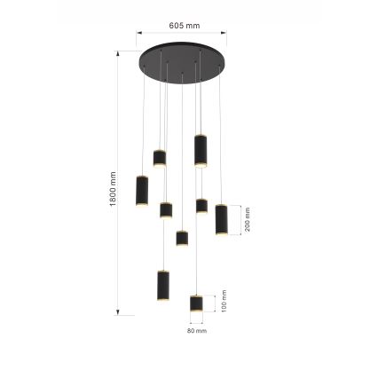 Wofi 5003-904 - LED ljusreglerad ljuskrona på textilsladd TOULOUSE LED/57W/230V svart/guld