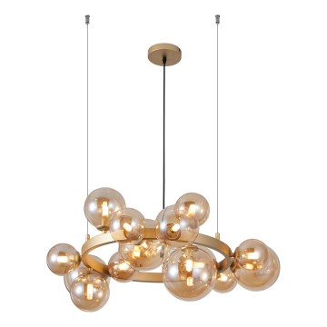Wofi 5014-1501W - LED ljuskrona med textilsladd VILLA 15xG9/3W/230V guld