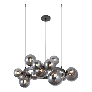 Wofi 5014-1505W - LED ljuskrona med textilsladd VILLA 15xG9/3W/230V svart
